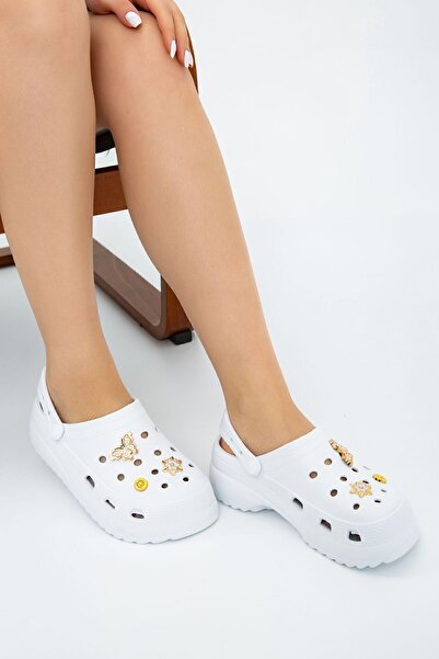 Moda Devrin Καθημερινές αδιάβροχες παντόφλες Sabo Doctor Nurse Hospital και Home με λευκά αξεσουάρ