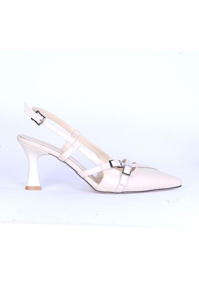 moda ayakkabım Pantofi de modă 166 Crem Skin Pantofi cu toc de 7 cm pentru femei