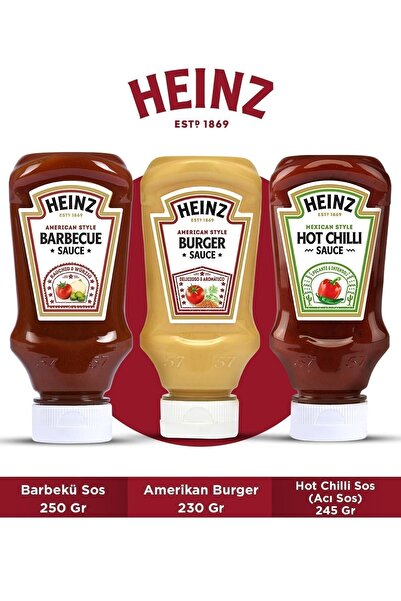 Heinz Üçlü Gurme Sos Paketi (barbekü Sos 250 Gr + Amerikan Burger 230 Gr + Ho...