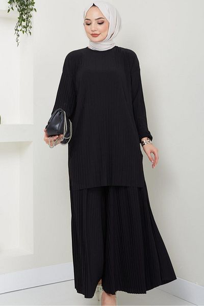 Safgiyim44 Mila Pleated Trousers Tunic Black