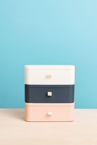 Bayev Mix Color 3Pcs Drawer Jewelry Box Makeup Cosmetic Organizer with Drawers Office Desk Organizer
