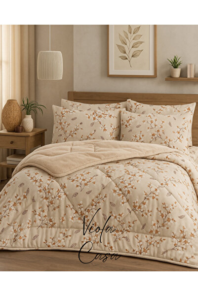 Violacasa Çift Kişilik Welsoft Pufidik Uyku Seti (LASTİKLİ ÇARŞAFLI) Etnik Bej