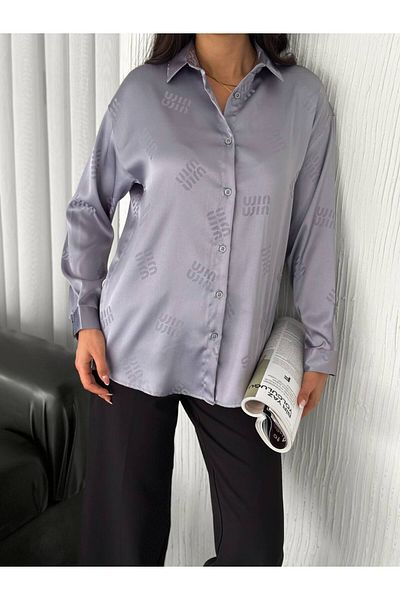 JESSE STORY Cămașă de damă din satin cu model 75 cm