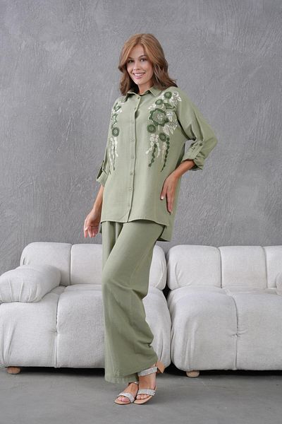 BURRASCA Embroidered Stone Linen Suit