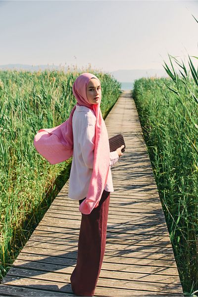 Qef Silk Jacquard Monogram Shawl Pink