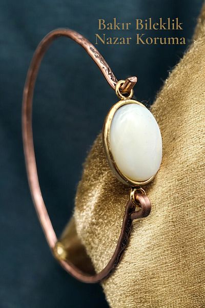 NBS Beautiful Naturel Stones Pure Copper Bracelet Selenite Real Evil Eye Protection (Gift, Daily, Special Occasions)