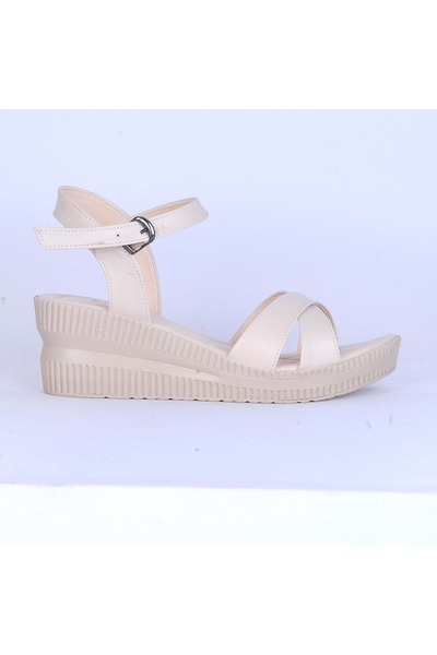 moda ayakkabım Moda Ayakkabı 151 Ortopedik Cilt 7Cm Kadın Sandalet Ayakkabı