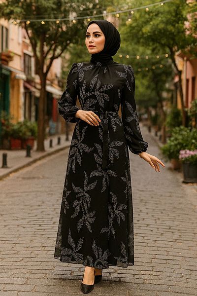 Neva Style Φόρεμα με μοτίβο μαύρο χιτζάμπ 279310s
