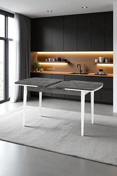 DENGEMA Açılır Kapanır Yemek Masası – Aris Masa, Beyaz Ayak, 4-6 Kişilik