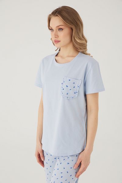 TURAY Set pijamale albastre pentru femei Wishes Comfort, 100% bumbac