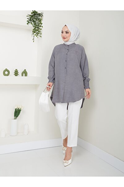 Maystore Linen Combination - Ribbed Detailed Shirt and Carrot Pants Set