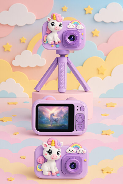Kensa Çocuk Tasarımlı Çocuk Fotoğraf Makinesi – 48 Mp, 1080p Video, Dijital Zoom, Mini Tripodlu