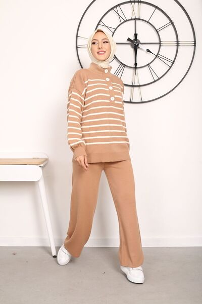 Kirazgym Σετ πλεκτό με ριγέ πατιλέτα με 4 κουμπιά