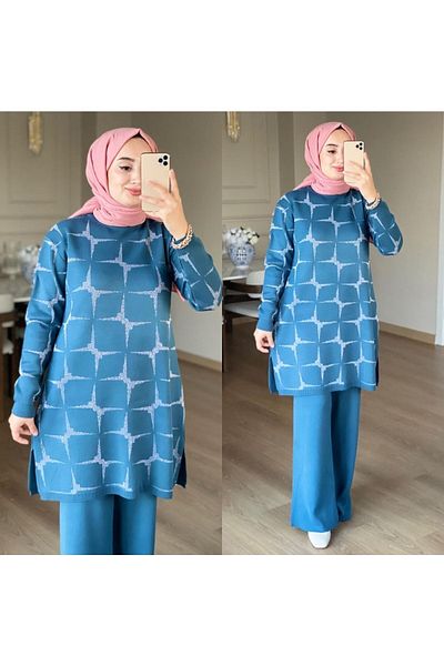 Kirazgym Star Glitter Knitwear Tunic and Trouser Set