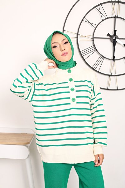 Kirazgym Σετ πλεκτό με ριγέ πατιλέτα με 4 κουμπιά