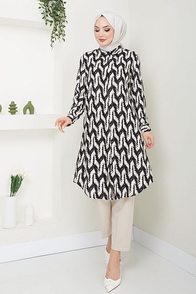 Kirazgym Zigzag Patterned Viscose Tunic