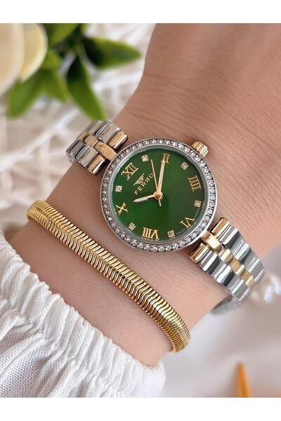 FERRO Çelik Kordon 3 Atm Suya Dayanıklı Özel Tasarım Kadın Kol Saat Bileklik Vs.blkt.0041