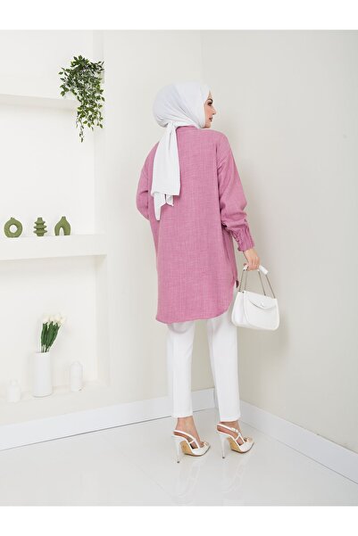 Maystore Συνδυασμός λινό - Σετ με ραβδώσεις με λεπτομέρεια πουκάμισο και καρότο παντελόνι