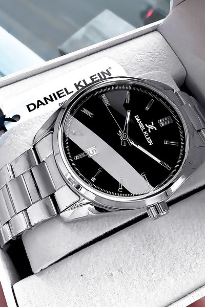 Daniel Klein Premium Men's Wristwatch 3 Atm Waterproof Silver Color Steel Cord + Natural Stone Bracelet Cbk233