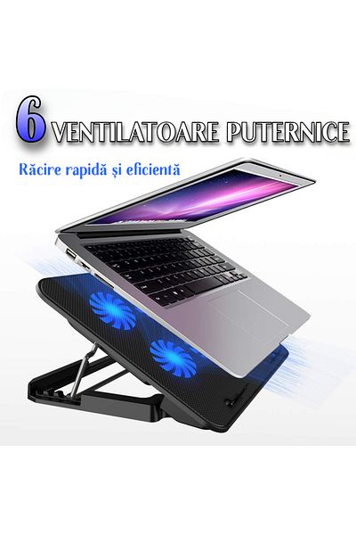 VENTLEX Gaming Laptop Cooler and Laptop Stand with 5 Adjustment Levels, Compatibility 10-18 Inch Black