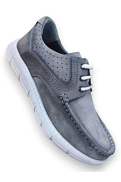 BİRKAN Birkan 4071 Gray Genuine Leather Lightweight Comfortable Casual Shoes