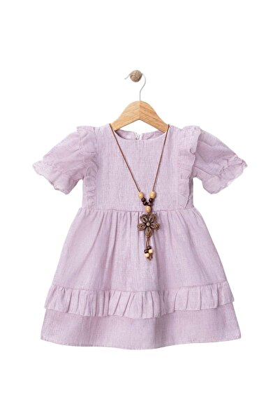 Babexi ЛЕНЕНА РОКЛЯ ROBA С ВОЛЪНИ, Розова