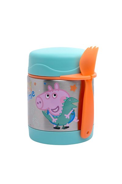 Bamboo Bark Peppa/George Pig Insulated Stainless Steel Food Jar with Spoon – Kids Thermal Lunch Container