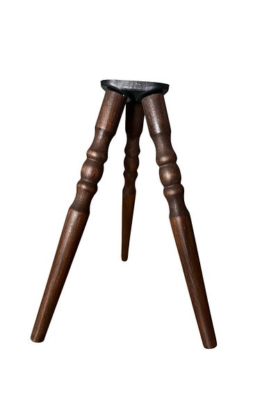 HAMADEX 44 Cm Stejar Inchis Mobila Lemn Rotit Picior Masa 3 Bucati, Puf, Scaun, Noptiera, Aparat de conectare
