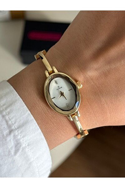 RoseandRoses Bonita Vintage Yuvarlak Kasa İnce Kordon Kadın Kol Saati Gold Re...