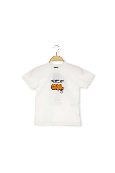 atabay Back Just Stay Cool Printed Men's Tshirt Ecru