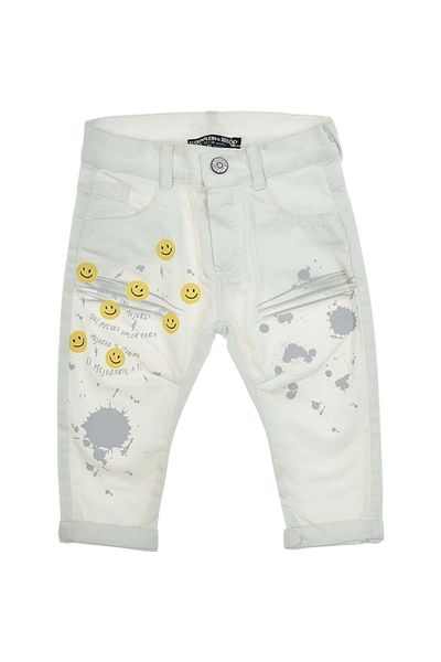 Babexi Smile Face Dama Printed Lycra Pants White