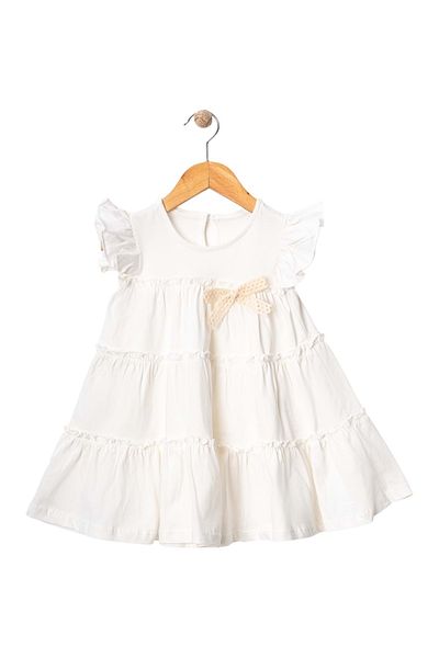 Babexi Combed Cotton Layered Dress Ecru
