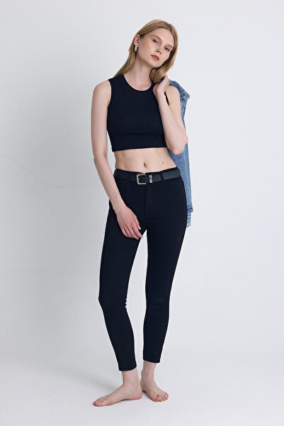 Rays Yüksek Bel Dar Paça Dar Kesim Pantolon - 2111 Siyah