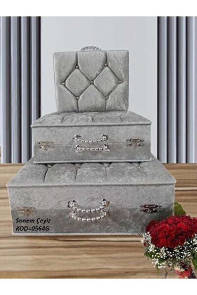 Sandık Dünyası Bavul Çanta Sandık Gelin Damat Çeyiz Sandığı 3lü 0565g