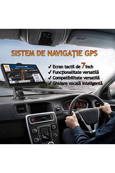 VENTLEX Professional Car GPS Navigation, 7 Inch Touch Screen, Romanian Language, Voice Guidance, Full Europe Maps