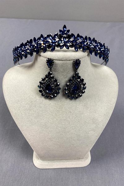 Hayalperest boncuk Thin Elegant Vera Bridal Henna Crown And Shuttle Earrings