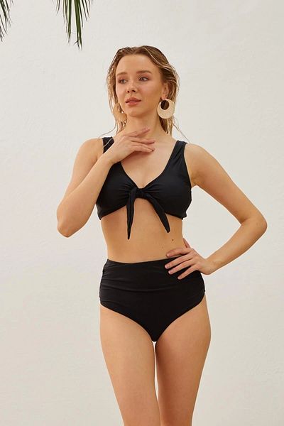 Starinci Mayo Set bikini cu fundă cu talie înaltă, negru