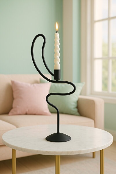 fromro Suport lumânare Giulia negru mat