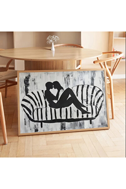 HİGUERA Τραπέζι με διπλό φυσικό ξύλινο σκελετό σε μονόχρωμο ριγέ κάθισμα