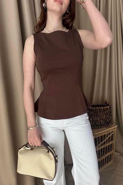 lizge giyim Boatneck Peplum Bluz