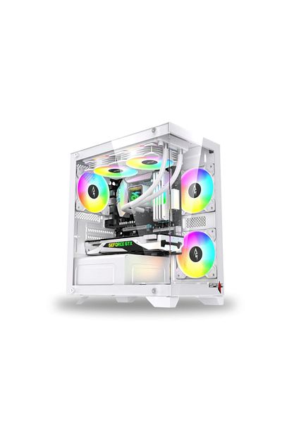 PC'GEN كمبيوتر ألعاب I5-14400f، Ram Ddr5 16gb، Ssd Nvme 1tb، بدون كرت شاشة، لون أبيض (W)