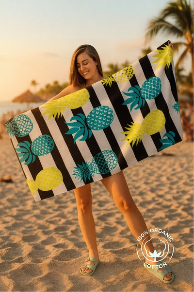 XJIM Soft Textured Digital Printed 100% Cotton Unisex Beach Towel 75X150 Quick Dry Sea Towel