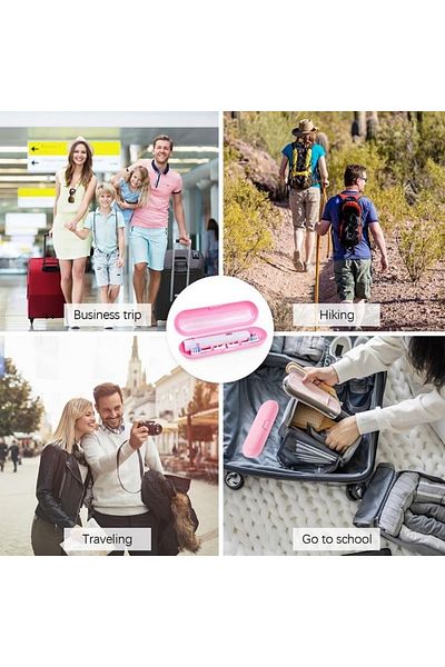 JEWELORA Support - Travel case for electric toothbrush and 2 heads, Pink - Pink