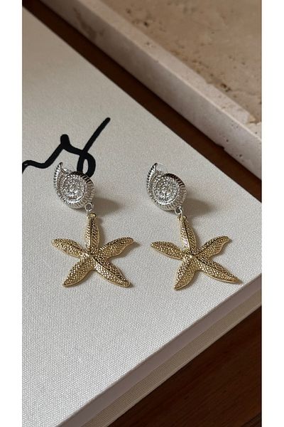 Muse Sister Elsie Starfish & Snail Double Color Earrings