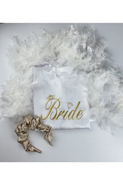 Before To Be Bride Весільний халат з повною вишивкою з чубчиком Золота атласна корона подарунок