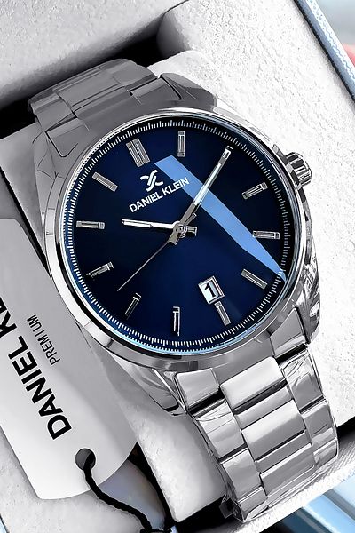 Daniel Klein Men's Premium Silver Color Waterproof Wristwatch and Bracelet Set - DKE2100C1