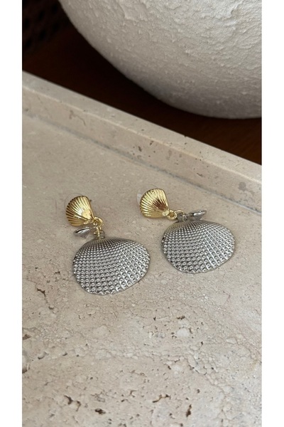 Muse Sister Daisy Double Color Stone Sea Shell Mussel Earrings