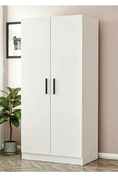 Genel Markalar Gardırop Elbise Dolabı 2 Kapılı, 1 Raflı Beyaz, Model 179*76
