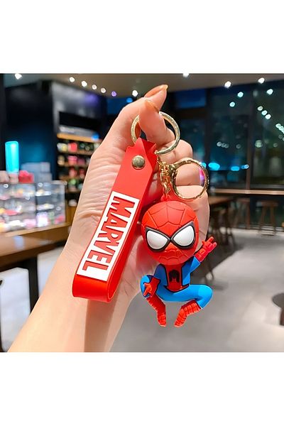 Mimi Aksesuar سلسلة مفاتيح وحقيبة إكسسوارات من السيليكون ثلاثية الأبعاد فاخرة كبيرة الحجم من Marvel Super Hero (Spider-Man).