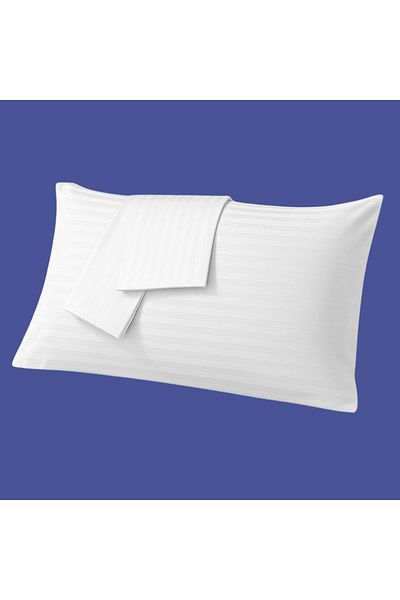 MamCrazy 100% Cotton Satin Pillowcase Set of 2 – White, Striped (50X70 cm)